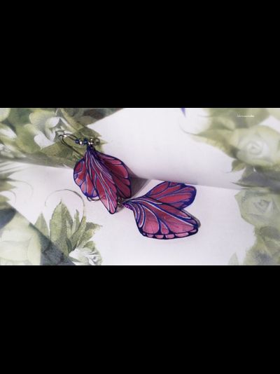 Серьги из шёлка "Крылышки Феи Розового Сада"