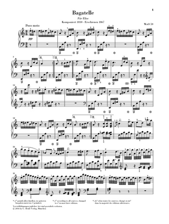 Бетховен. "К Элизе" WoO59 для фортепиано