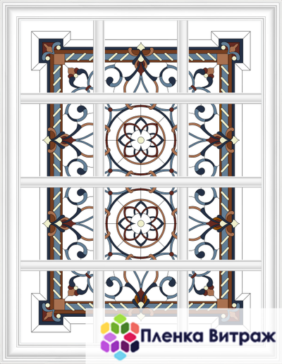 Пленка самоклеющаяся на потолок , витражная пленка, пленочный витраж с классическим рисунком