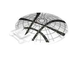 Dish 6 x 6 Inverted with Bar Handle with Rose Window Pattern Overlay with 4 Crossing Dark Bluish Gray Lines Pattern, Trans-Clear (18675pb15 / 6230222)