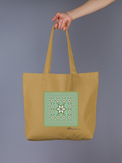 Эко-шоппер "Снегопад" из горчичной саржи