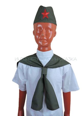 Подростковый костюм военный №1 со звездой (пилотка 56-58 р-ра, воротник 39*58 см) ткань хб