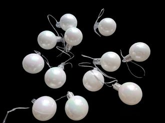 Набор новогодних шариков, размер 3 см, цвет кремовый перламутровый