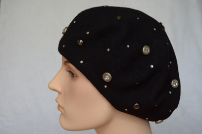 Vizio берет 3633 черный фетровый женский Италия