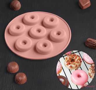 Форма для льда и шоколада Доляна «Пончики», 15,5×1,3 см, 7 ячеек, цвет МИКС