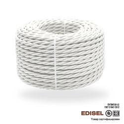 Витой ретро провод 3х1.5 белый бухта