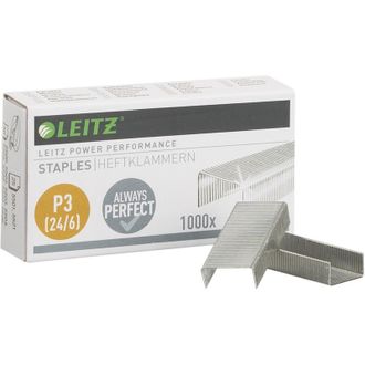 Скобы для степлера 24/6, Leitz, никелевое, 30 листов, 1000 шт (металл)