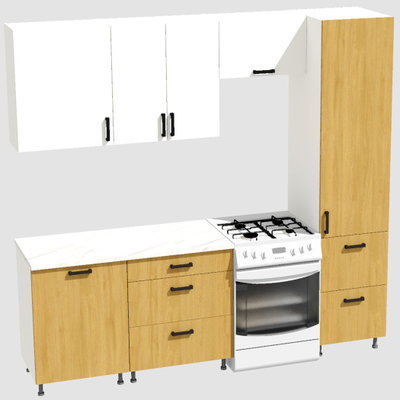 Кухня Эконом 1,8 метра с колонкой (1300х500) Цвет: Белый/Дуб Сонома