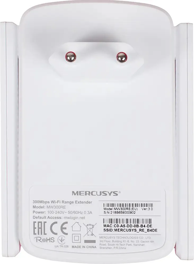 Усилитель WI-FI Mercusys MW300RE Белый