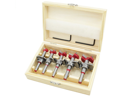 Комплект сверл форстнера с ограничителями (5 шт.) в деревянной коробке