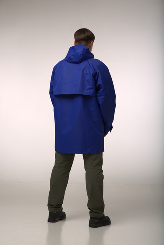 мужской дождевик синий макет со спины