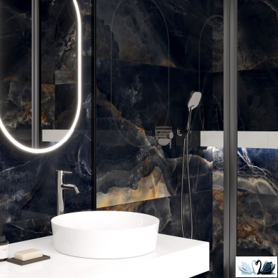 Керамогранит Ocean Ceramic Interstellar black 80 х 160 см полированный черный