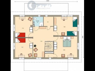 ДЖ-24 ЖИЛОЙ ДОМ: ГАБАРИТНЫЕ РАЗМЕРЫ: (12,8 Х 8,4М) 1,5 ЭТАЖА, ОБЩАЯ ПЛОЩАДЬ: М²