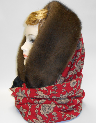 Шапка женская Снуд шарф утепленный натуральный мех норка арт. Ц-0231