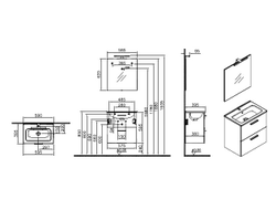 Комплект мебели VITRA MIA, 60 см, с дверцами, кордоба, 75103