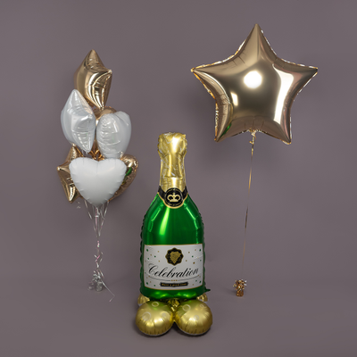 Шар 3D (51''/130 см) Фигура на подставке, Бутылка Шампанское