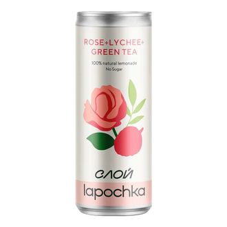 Натуральный лимонад "Rose+Lychee+GreenTea", 0,33л, (Lapochka)