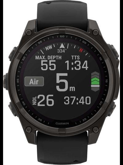 Часы Garmin Fenix 8 —47mm Solar Sapphire Carbon Gray DLC Titanium Black / Pebble Gray