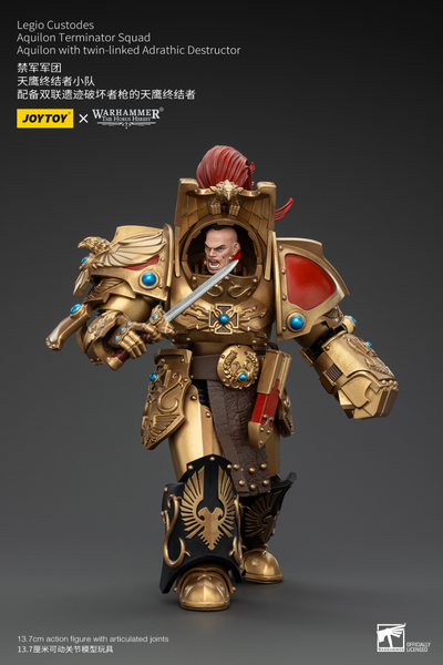 Легио Кустодес - Терминатор-Аквилон (Warhammer Horus Heresy) - КОЛЛЕКЦИОННАЯ ФИГУРКА 1/18  Legio Custodes Aquilon Terminator with twin-linked Adrathic Destructor (JT00751) - JOYTOY