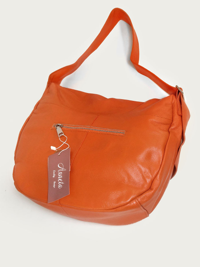 (АРТИКУЛ: 10071/1) СУМКА БОЛЬШАЯ, НАТУРАЛЬНАЯ КОЖА, ЯРКО-ОРАНЖЕВАЯ, ШИРОКИЙ РЕМЕНЬ ЧЕРЕЗ ПЛЕЧО