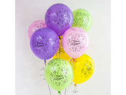 Гелевые шары с рисунком 30 см. "С днем рождения Модный паттерн