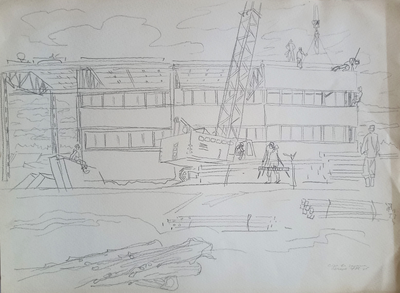 "Пейзаж" бумага карандаш Шкурко В.П. 1962 год