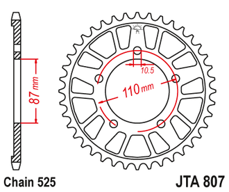 Звезда ведомая алюминиевая JT JTA807.45 (JTA807-45) (A807-45) для Suzuki Road