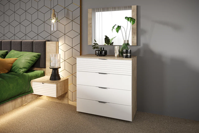 Комод Джулия, крафт серый, белый глянец