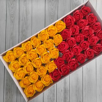 МИКС Розы из мыла 50 шт "Корея" Желтый - Красный
