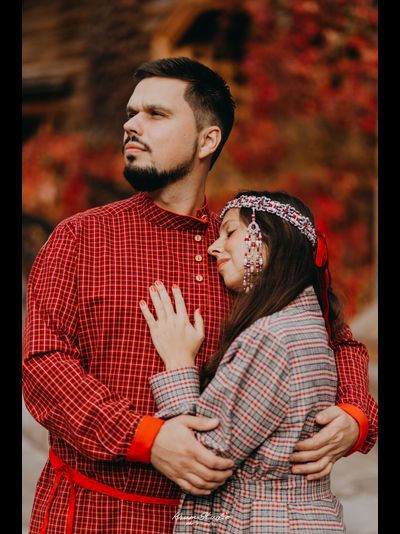 Современная косоворотка "Богатырская" пестрядь