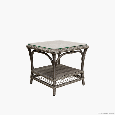 Стол Малибу журнальный со стеклом из ротанга 65 см