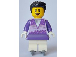 Ice Skater - Female, Lavender Top, White Medium Legs, Black Hair, Ice Skates, n/a (cty1636)
