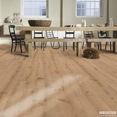 Паркетная доска Meister HD 400 Lindura Дуб рустик Чистый 8413 в интерьере