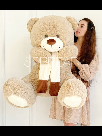 Большой плюшевый медведь 140 см кремовый Барни