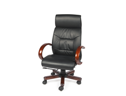 Кресло офисное Конгресс черная экокожа/дерево