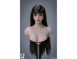 Женская голова (скульпт) с длинными темными волосами - 1/6 scale Hair Implant Female Head Sculpt "Moon" (SET016B) - LZ TOYS