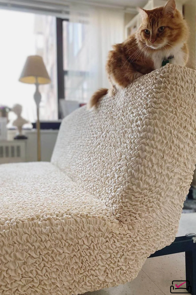 Чехол на 2хм диван без подлокотников Микрофибра Ваниль. ЗАЩИТА ДЛЯ МЯГКОЙ МЕБЕЛИ ОТ ЖИВОТНЫХ. ИТАЛИЯ