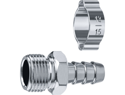ЗУБР штуцер ?елочка?, 10 мм - 3/8?M, переходник с обжимным хомутом, Профессионал (64924-3/8-10)