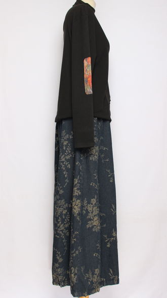 Джемпер вареный хлопок "Строчки заплатки" графит, черный до р.50