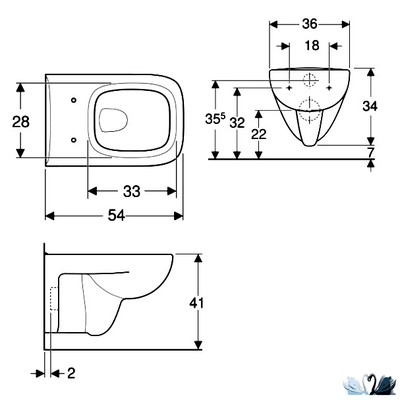 Унитаз подвесной Geberit Renova Plan 202170000, безободковый