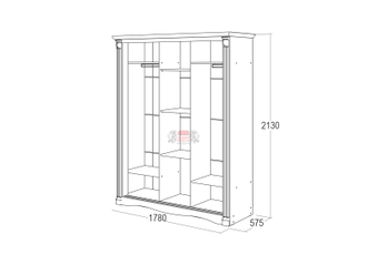 Шкаф-купе 3-х дверный для одежды и белья Ольга 1Н