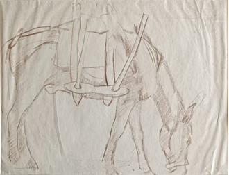 "Лошадь" бумага сангина Зачиняев В.Н. 1960-е годы