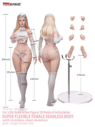 ПРЕДЗАКАЗ - Подвижное бесшовное женское тело с головой 1/6 All-New Platinum-Grade Silicone Female Body with Hand-Applied Eyelashes with Head Sculpt (SR-BD01H) - TBLeague ?ЦЕНА: 13300 РУБ.?