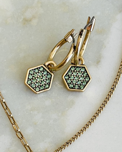 Серьги с зелеными кристаллами A&C (Норвегия)