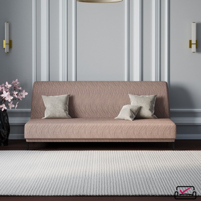 Чехол на 3х местный диван Без подлокотников , диван-книжку, диван Клик-кляк  Жаккард Волна Капучино. Россия