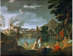 Картина обогреватель, репродукция Никола Пуссен Орфей и Эвридика