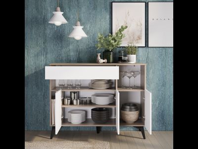 Комод Ева КМ-11 дуб смоки/белый (Мебелони)