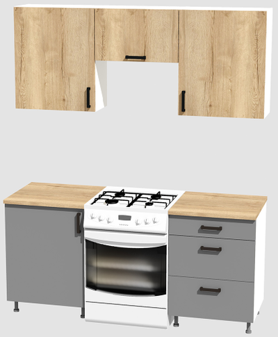Кухня эконом 1,2 метра (600х600) Цвет: Дуб Вотан/Базальт