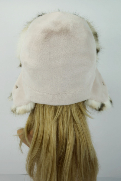 Ушанка "НОН-СТОП" пудра + рысь (со всех сторон)
