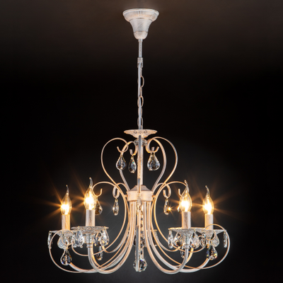 Люстра 3305/5 белый с золотом/прозрачный хрусталь Strotskis Eurosvet